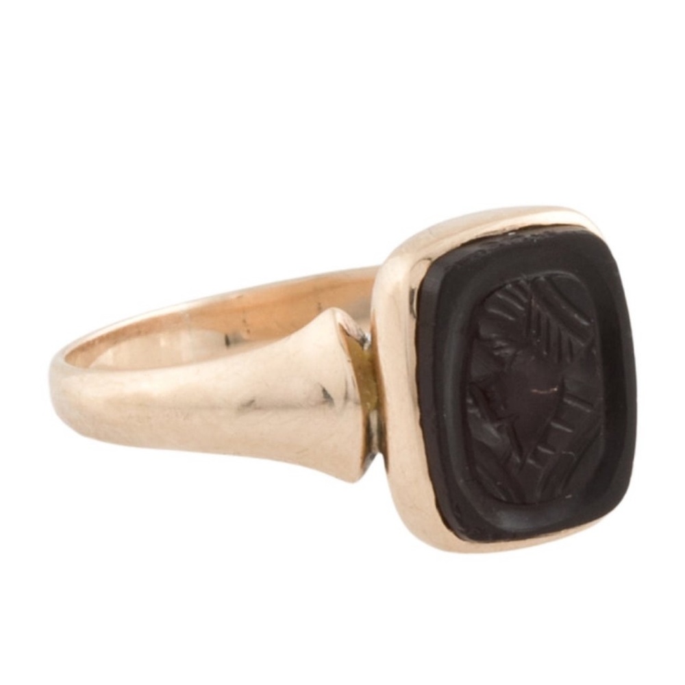 Antique Victorian 10k Gold and Sard Carved Intaglio Signet Ring 6.25 - Picture 10 of 15